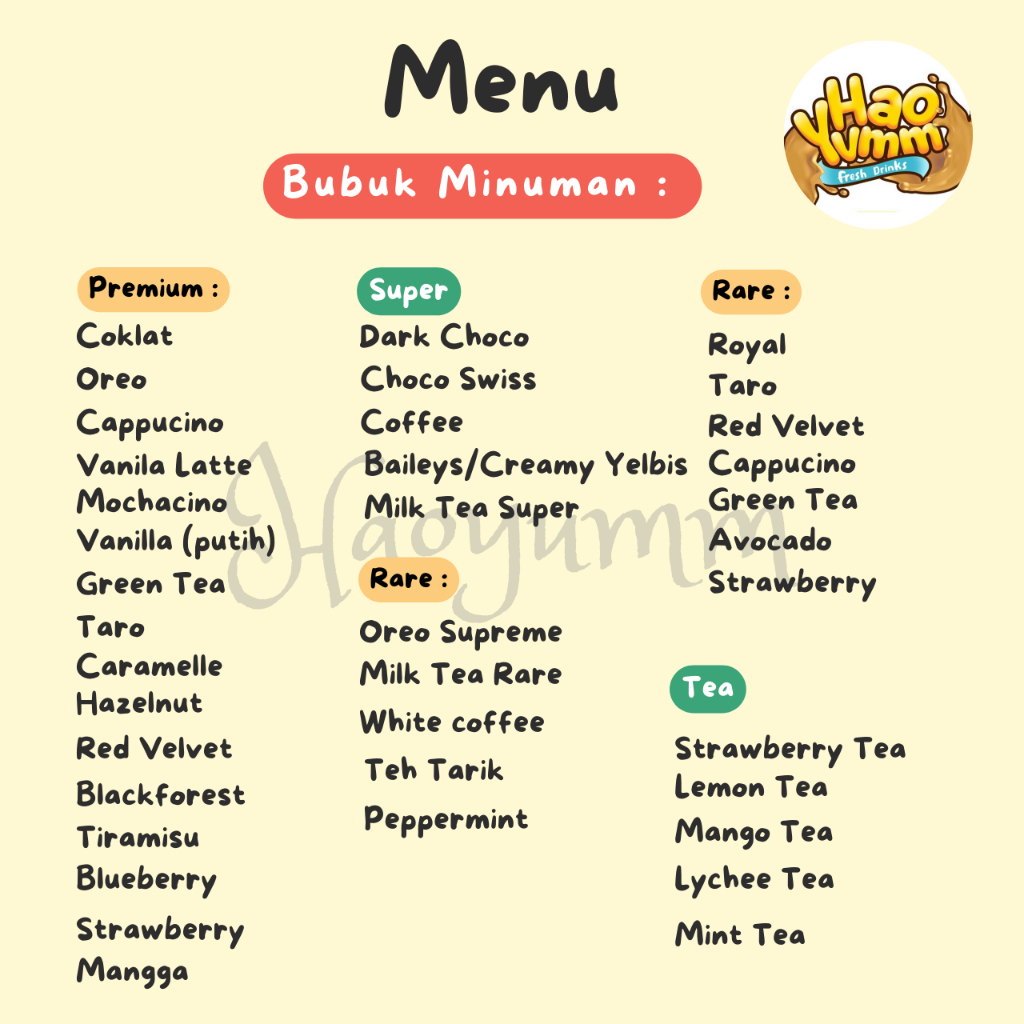 

[25 gr] Haoyumm Bubuk Minuman Rasa KUE (HY)