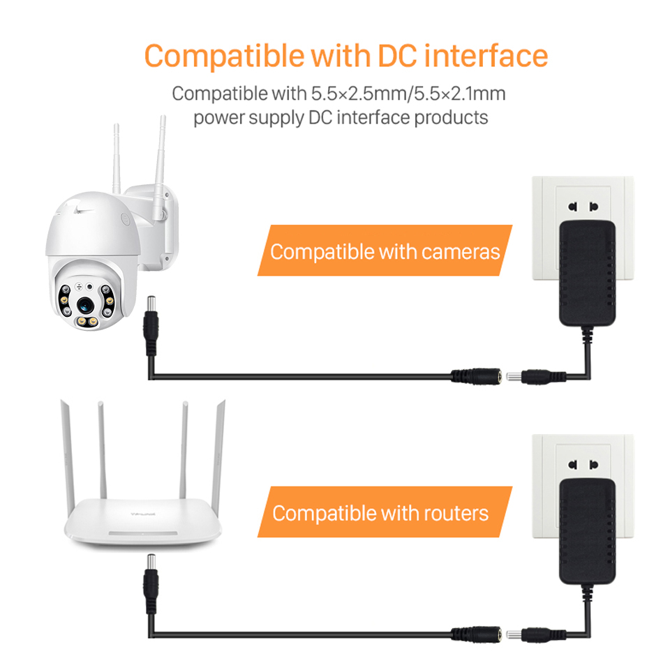 Hamrol Kamera CCTV Kabel Listrik Yang Diperpanjang DC 12V Adapter Tersedia 10M Panjang