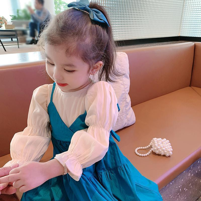 3-8 Tahun Dress Anak Kecil Perempuan Bunga Lengan Pendek Gaya Retro Dress Anak impor Cewek Cewek Bunga Lengan Pendek