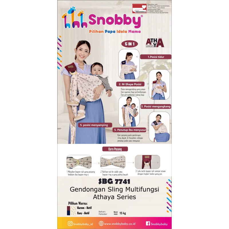 SNOBBY Gendongan Bayi Ring Sling Multifungsi Twiza | Athaya | Rocky | Jolly | Letra | Millo Series