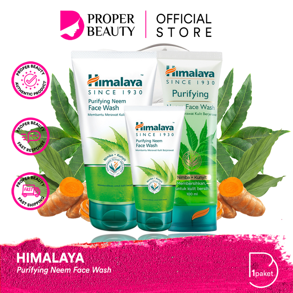 HIMALAYA Purifying Neem Face Wash India / Pembersih Wajah 16ml 50ml 100ml 150ml / Membantu Merawat Kulit Berjerawat / Membersihkan Bersih / Nimba Kunyit / Cleanser Sabun Cuci Muka Series / Cleansing Brightening Moisturizing Oil Control Foaming Exfoliating