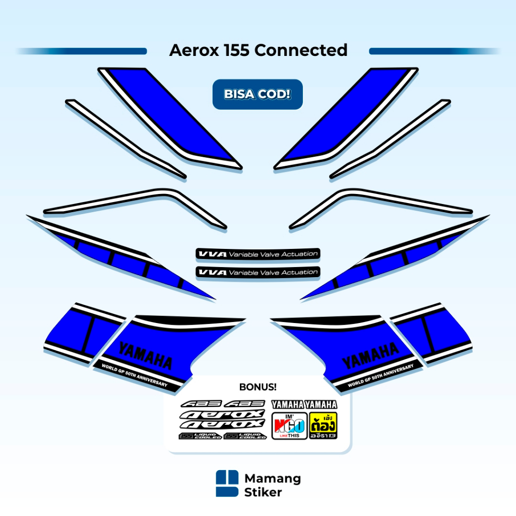 Striping Aerox Connected Variasi (11) New 2020 2021 2022 2023 Original 155 VVA NVX List Gold Doff Ma