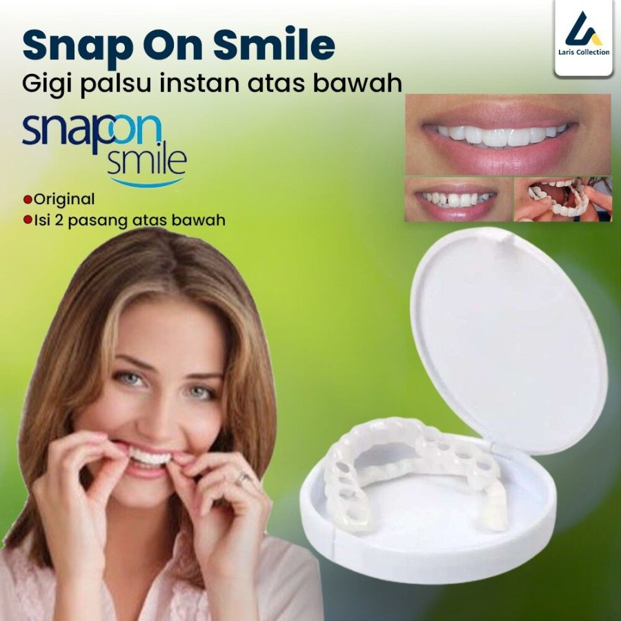 Snap On Smile Gigi Palsu Putih instan Veneer dapat 1 set atas bawah