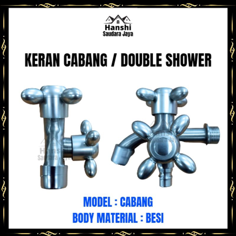 Kran Shower 2 Cabang Besi Baling / Keran Air Double Shower 8015