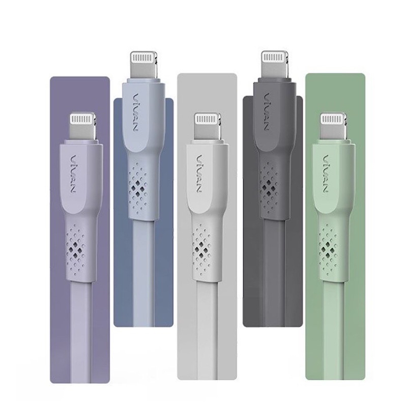 [C-SL] VIVAN Kabel data iphone 5/ 6/ 6s/ 6+/ 7/ 7+/ 8+ usb Lightning fast charging 2.1A