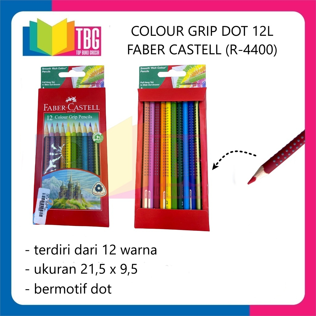 

1 SET COLOUR GRIP DOT 12L FABER CASTELL COLOURING PENCIL PENSIL WARNA (R-4400)