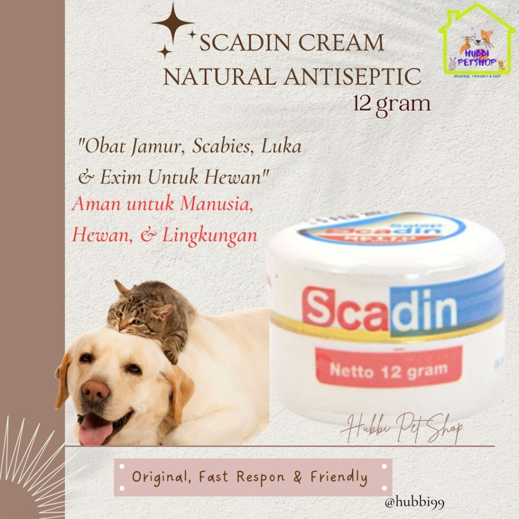 Obat Scabies Cream Kucing Anjing Kelinci SCADIN CREAM  12gram/ Cream Obat Jamur Scabies, demodex, eksim, koreng, kudis, gatal gatal dan iritasi kulit hewan