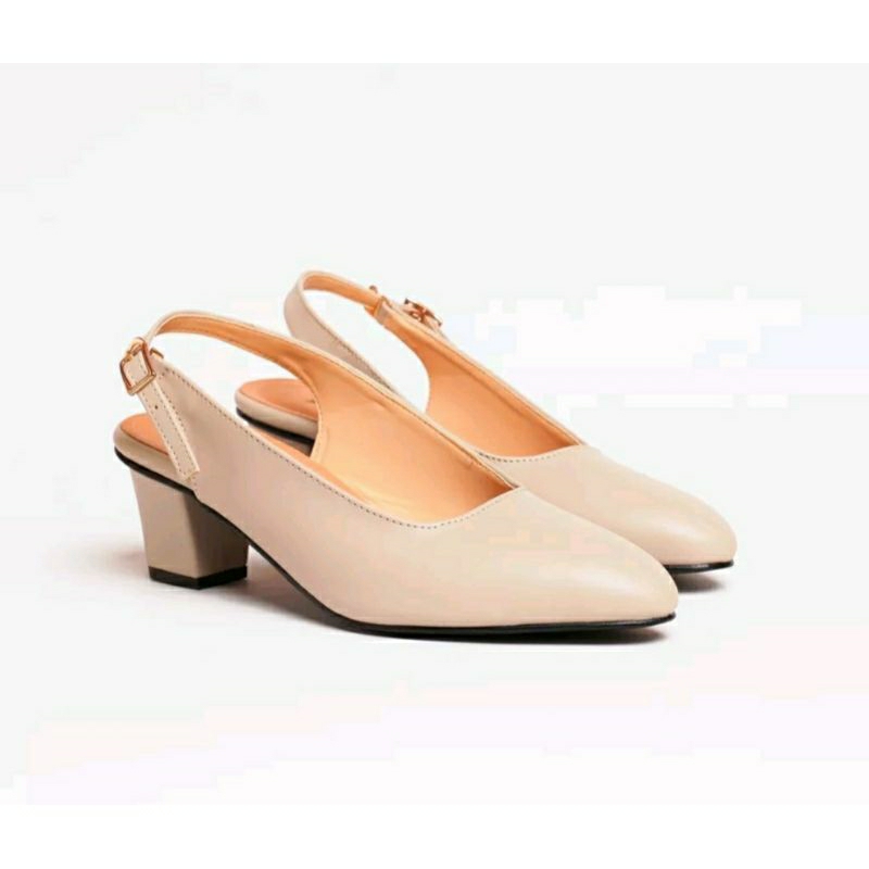 EXTRA JUMBO 35-45 / Pantofel Kulit Wanita MK-391 Sepatu Kerja Sekolah Perawat Dokter Putih Heels Premium Kaki BIG Size OXPORD Formal