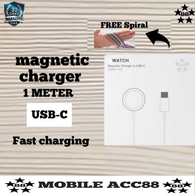 KABEL CHARGER WATCH SERIES SE - 1 - 2 - 3 - 4 - 5 - 6 -  7 - 8 - 9 MAGNETIC WATCH TO TYPE-C Charger 