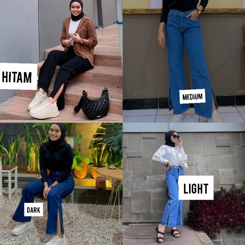 CELANA JEANS KULOT BELAH HIGH WAIST / CELANA KULOT WANITA