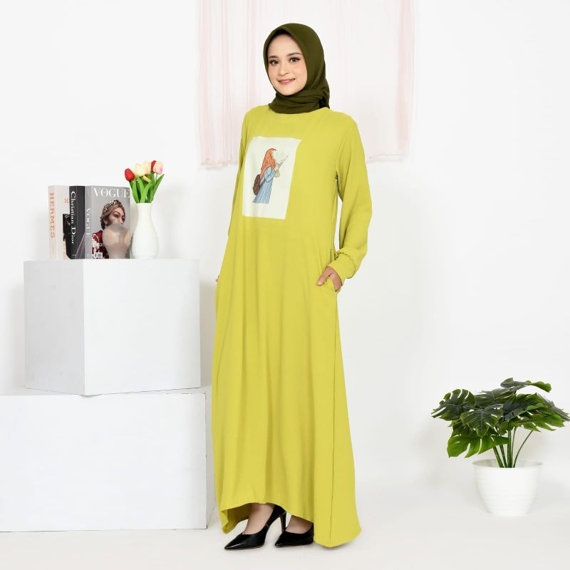 Gamis Terbaru 2023 Lebaran Wanita Varissa Dress Aplikasi Sablon  Dtf Size Jumbo Ukuran L XL XXL 3XL 4XL Ld 140 Bahan Crincle Airflow Adem