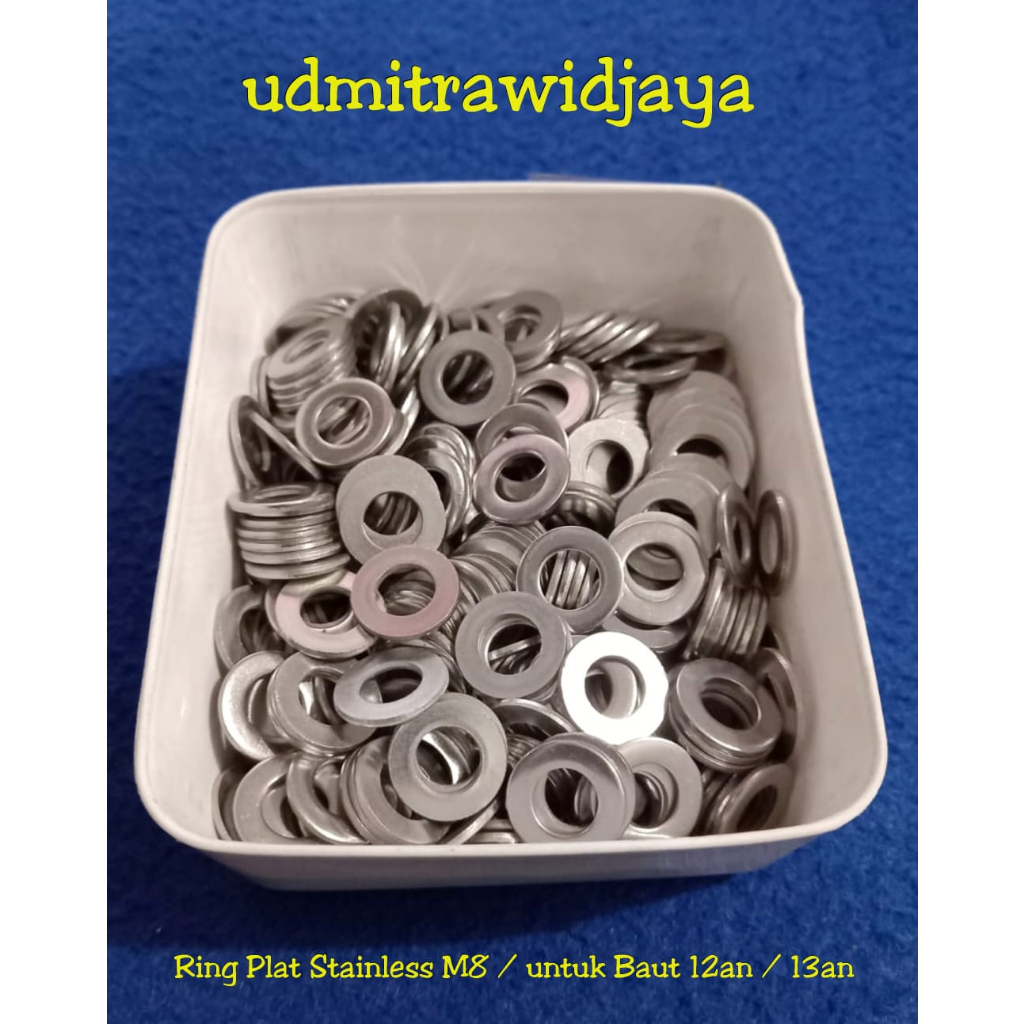 Ring plat stainless stell TEBAL M8 / kunci 12 dan 13an ringplat 12an ring plat tebal M8 washer plate ringplat stenlis lebar uk baut 12an ring tebal baut 12 &amp; 13an ring plat stainless M8 p 1.25 p 1.25 wp ss M8x1.25