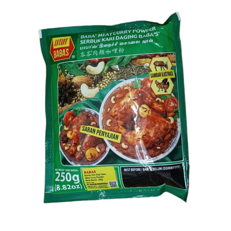 

Bumbu kari daging bubuk / Babas meat Curry powder merk Babas Malaysia 250gram