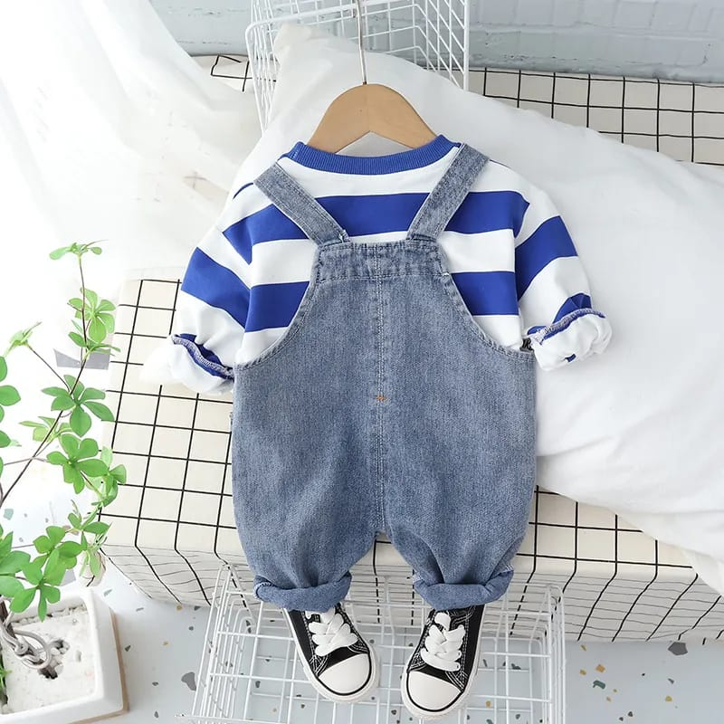 Setelan Baju kodok usia 6 bulan - 5 tahun Motif DOODLE KUNING &amp; BIRU PUTIH SET baby kekinian ala korea