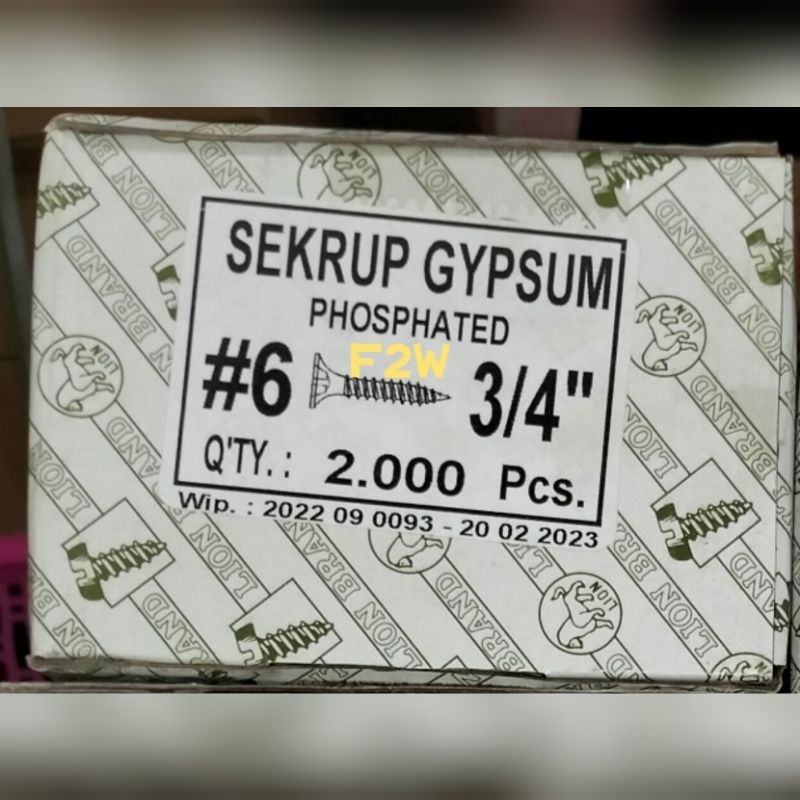 SEKRUP GYPSUM 6X3/4" MOON LION SKRUP DRYWALL GIPSUM 2CM