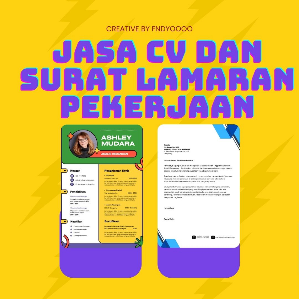 

Jasa Pembuatan CV / Curriculum Vitae || Desain CV || Lamaran Kerja