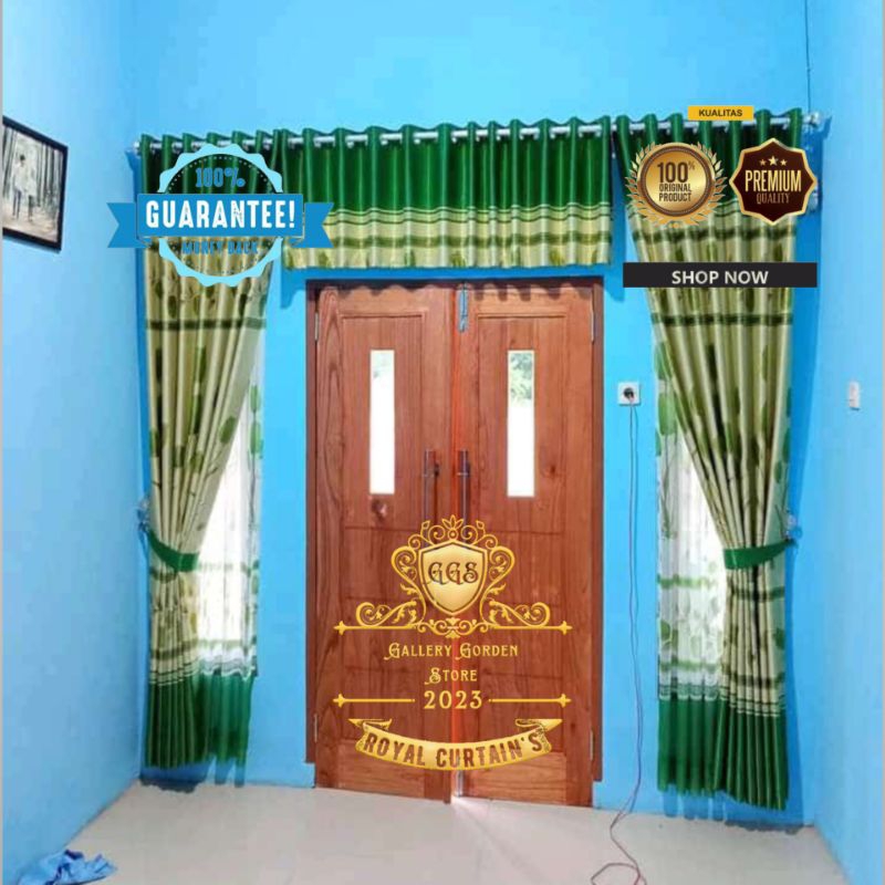 Gorden jendela lebar 3m Gordeng ruang tamu Gorden pintu tengah 1 set Gordyn poni loster atas pintu H