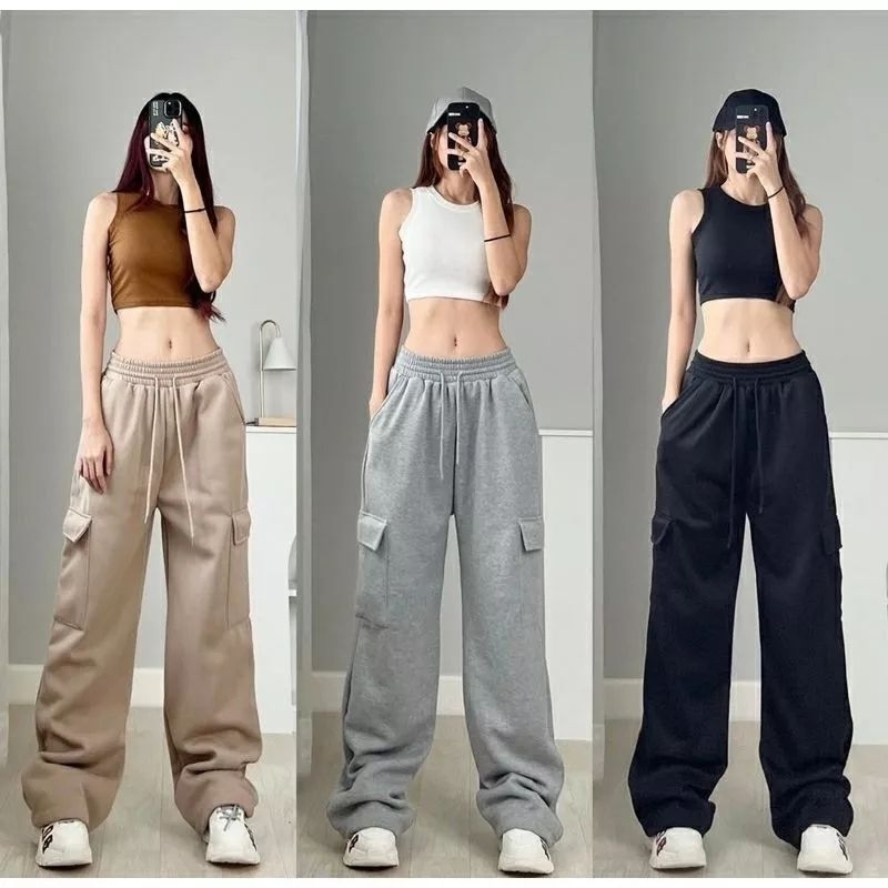 Jooly Cargo Pants - Celana Kulot Highwaist Baby Terry Korea Pants