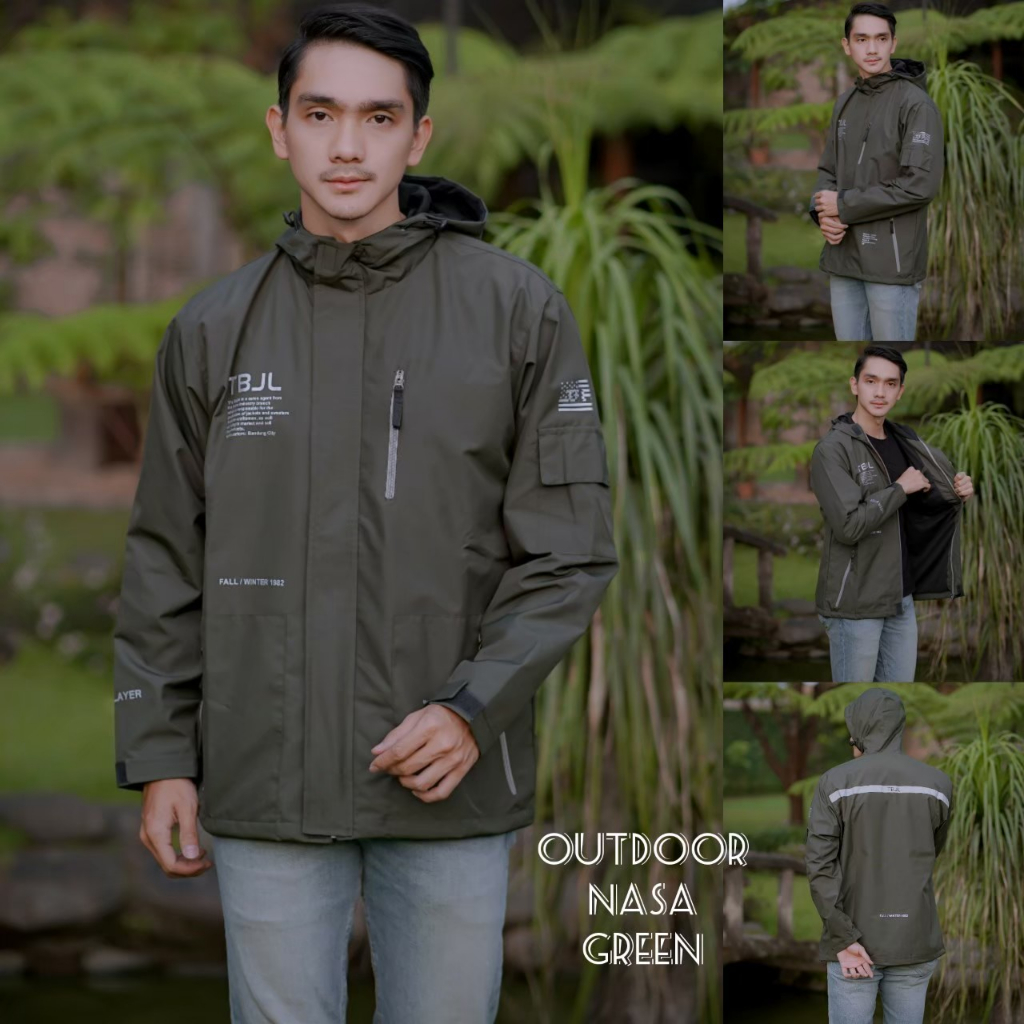 JAKET CAGOULE NASA HIJAU ARMY - JAKET OUTDOOR NASA - JAKET PARKA SIMPLE NASA - JAKET GUNUNG BOJIEL O