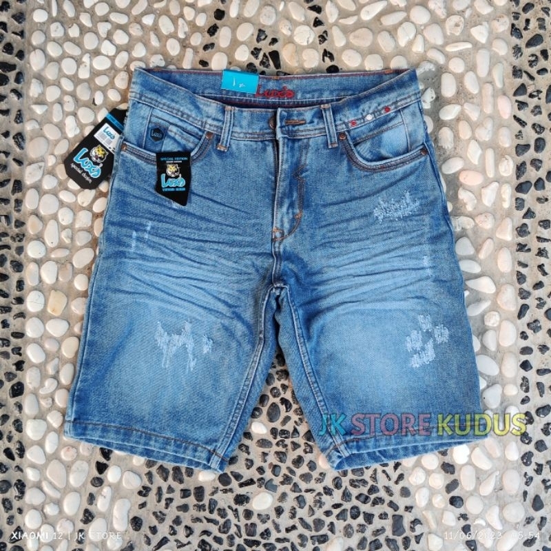 LUXS CELANA PENDEK PRIA JEANS SOBEK PREMIUM CASUAL DISTRO