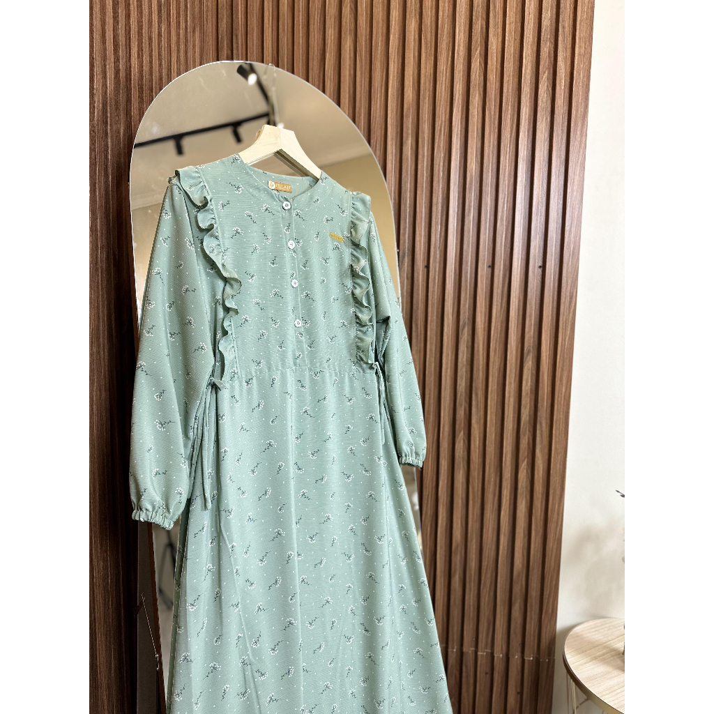 Fillah Kirani Dress Wanita Modern Gamis Simple Elegan Busui Friendly Manggo Cringkle Yoryu Bunga