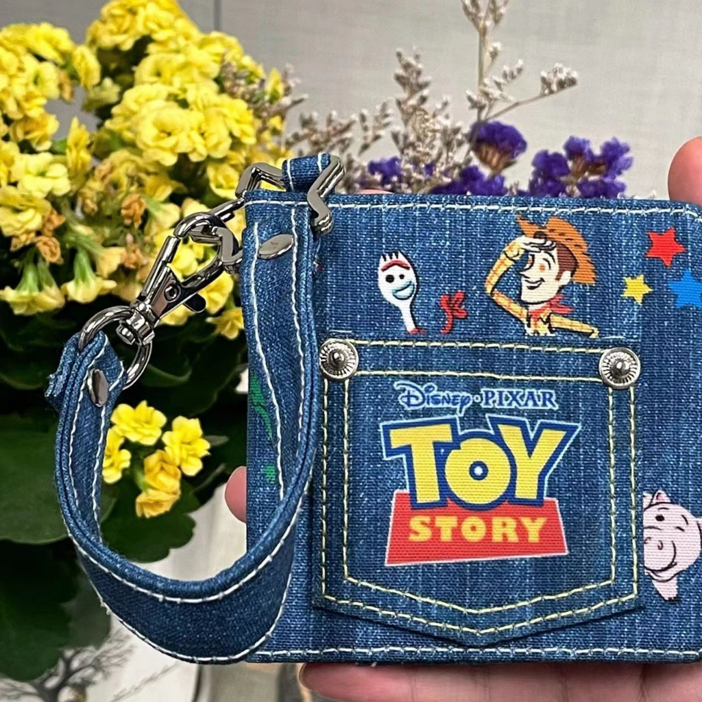 Sera Toy Story Denim Bordir Flip Penutup Tas Kartu Gaya Retro Amerika Sweet Spice Girls y2k Dompet Kartu Pemegang