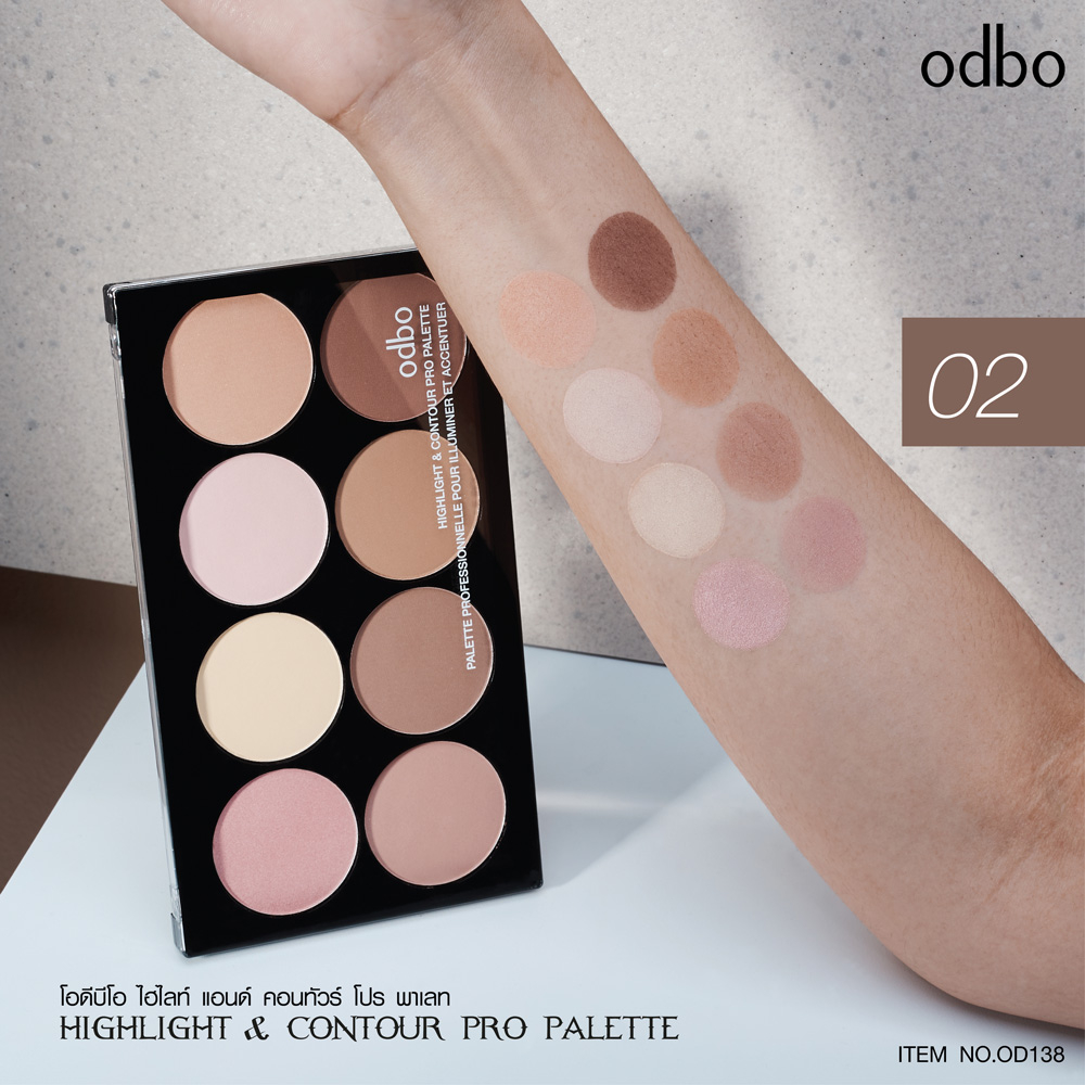 Odbo Highlight &amp; Contour Pro Palette OD138/shading pipi/shading hidung/makeup/kosmetik thailand
