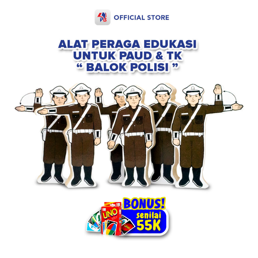 Mainan Edukasi Balok Kayu Aksesoris Polisi / Puzzle Anak Untuk Anak - BONUS Kartu UNO