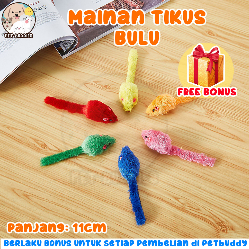 Tikus BULU Ekor Panjang Mainan Kucing Lucu
