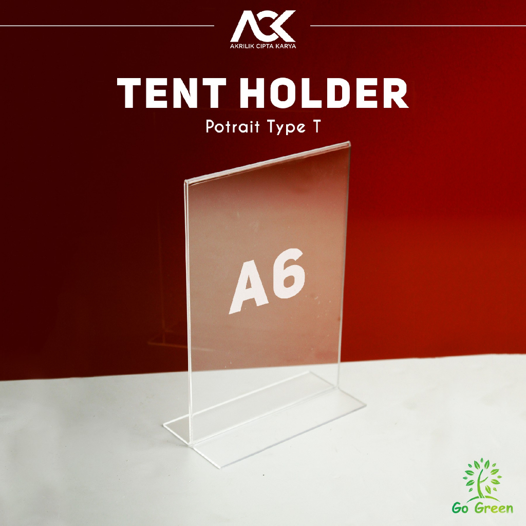 

Tempat Brosur Meja Akrilik A6 T Type / Acrylic Tent Card Holder A6 / A6 T Type 2 Sisi
