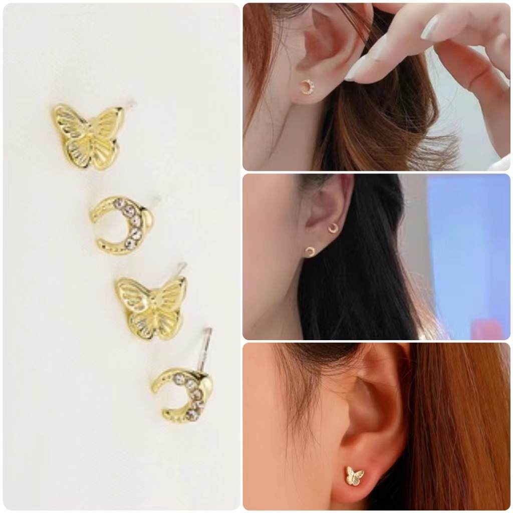 Anting Stud Wanita Kupu-Kupu Elegan Aksesoris Fashion Import