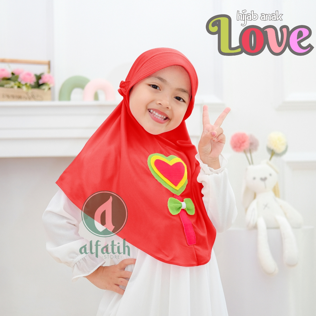 JILBAB ANAK TK - SD LOVE / LOVE / JILBAB ANAK USIA 4-7 TAHUN / PAKAIAN MUSLIM ANAK PEREMPUAN / KERUDUNG ANAK TK / HIJAB ANAK TK-SD KHIMAR ANAK