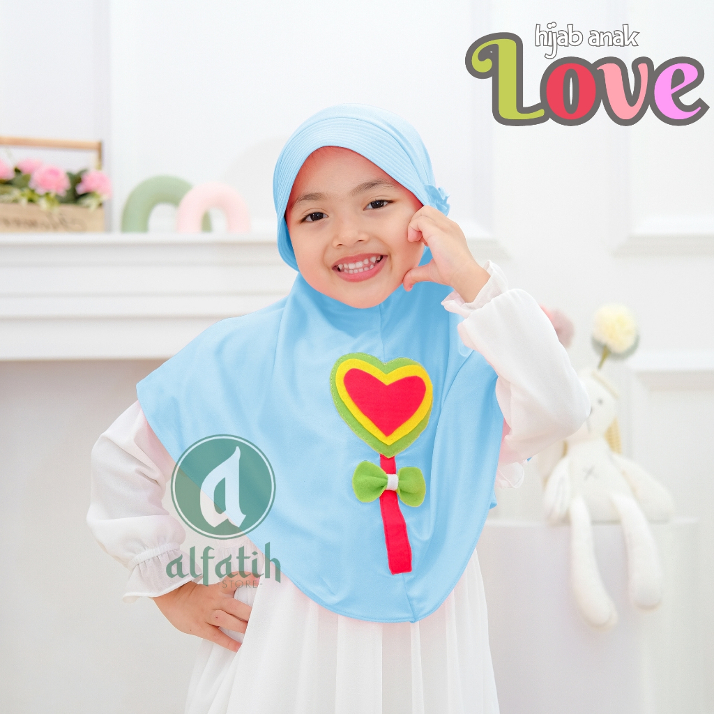 JILBAB ANAK TK - SD LOVE / LOVE / JILBAB ANAK USIA 4-7 TAHUN / PAKAIAN MUSLIM ANAK PEREMPUAN / KERUDUNG ANAK TK / HIJAB ANAK TK-SD KHIMAR ANAK