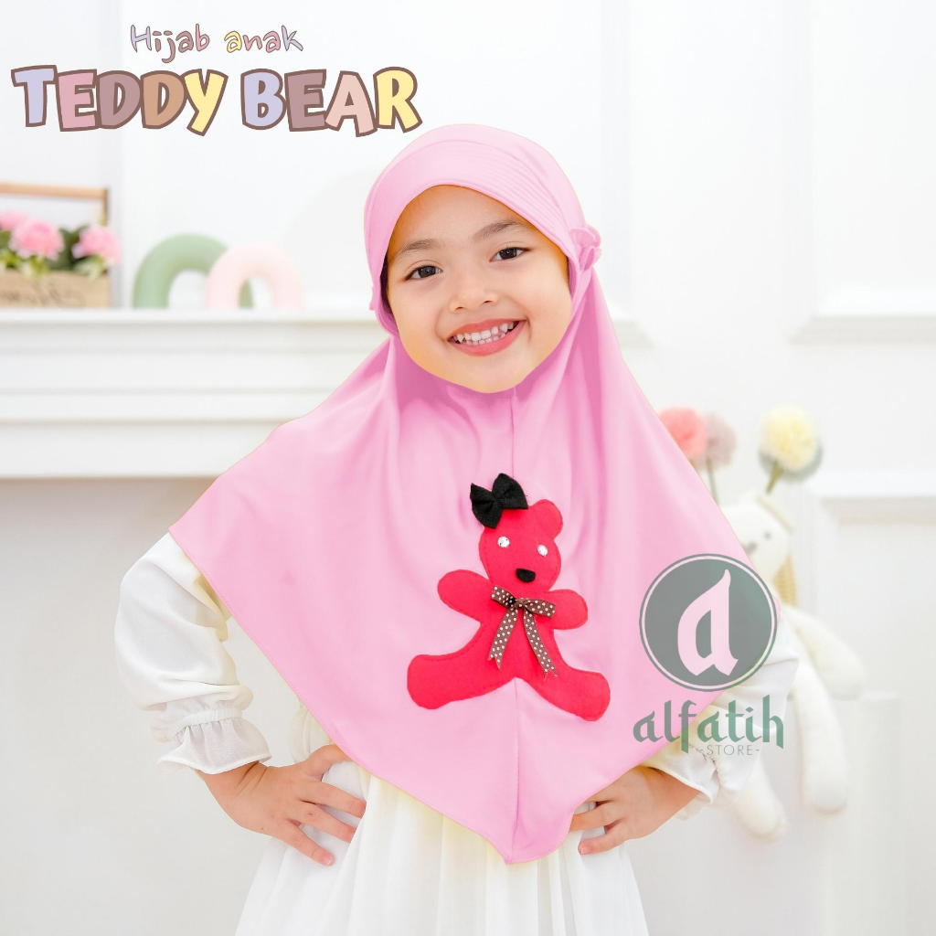 JILBAB ANAK TK - SD TEDDY BEAR / BERUANG / JILBAB ANAK USIA 4-7 TAHUN / PAKAIAN MUSLIM ANAK PEREMPUAN / KERUDUNG ANAK TK / HIJAB ANAK TK-SD KHIMAR ANAK