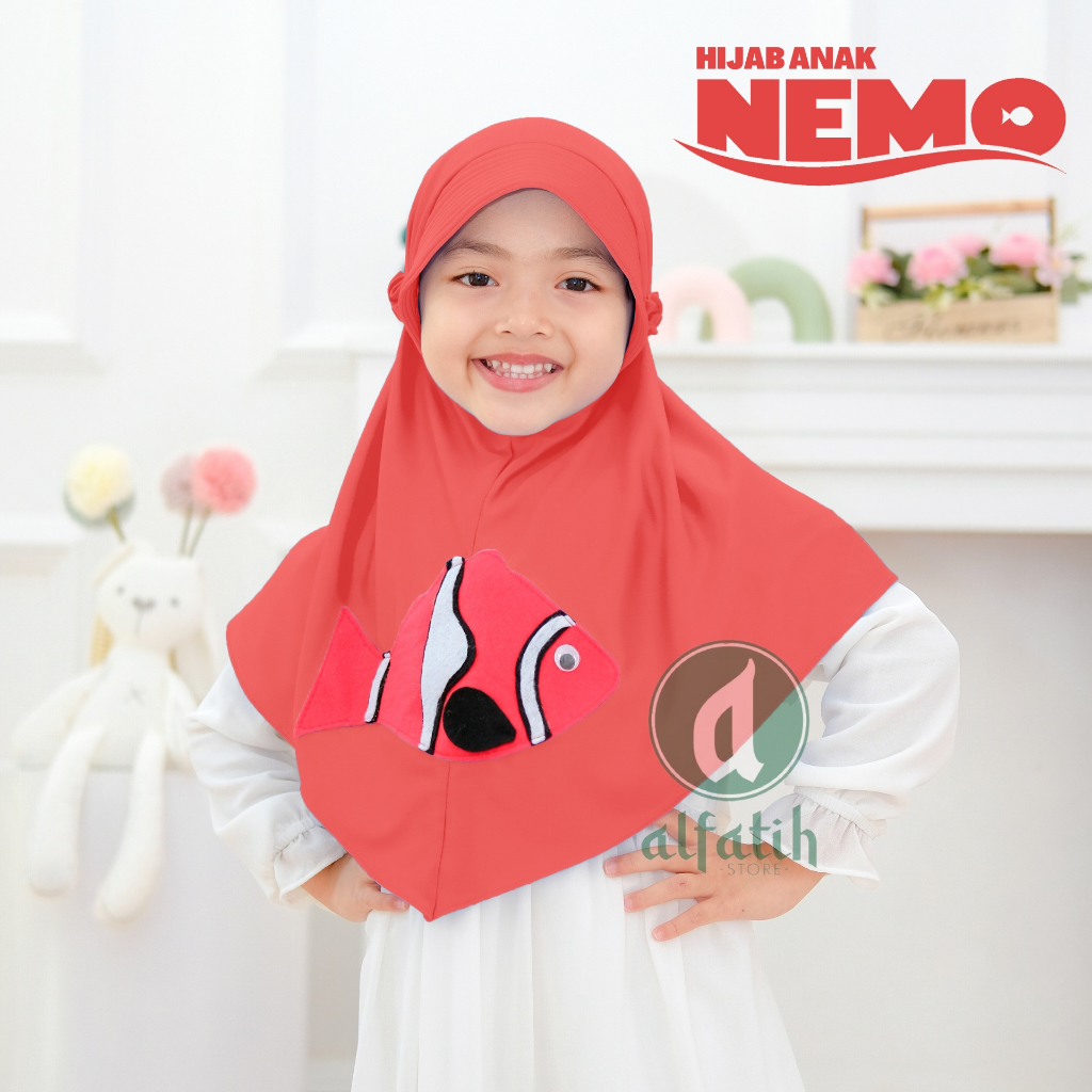 JILBAB ANAK TK - SD NEMO  / FISH NEMO / JILBAB ANAK USIA 4-7 TAHUN / PAKAIAN MUSLIM ANAK PEREMPUAN / KERUDUNG ANAK TK / HIJAB ANAK TK-SD KHIMAR ANAK