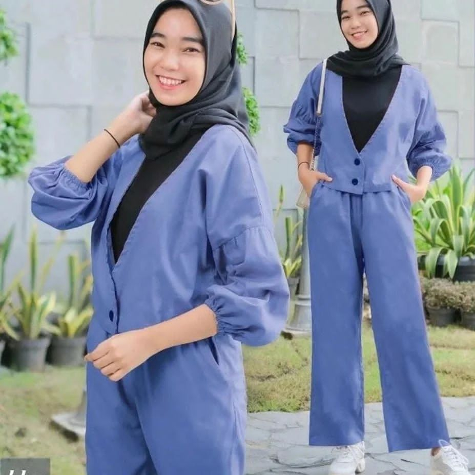 Baju Muslim Set Anak Terbaru Stelan Anak Perempuan Tanggung Valera Set 2In1 Kekinian Fashion Muslimah Setelan Remaja Exlusive Umur 10-15 Tahun