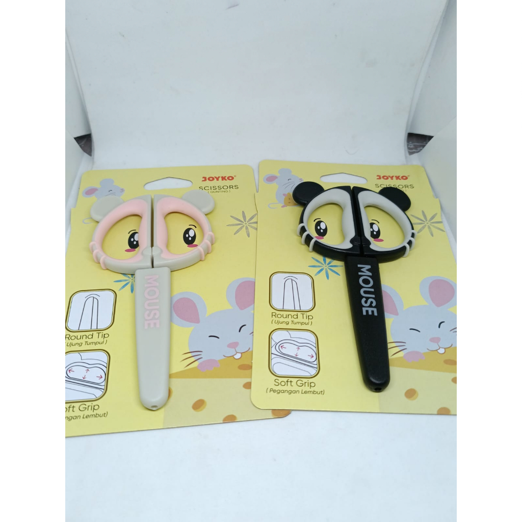 GUNTING KERTAS BESI LUCU BERMOTIF HEWAN SAPI MONYET KERA DAN TIKUS HITAM PUTIH MEREK JOYKO SC 26 27 28 1 PCS