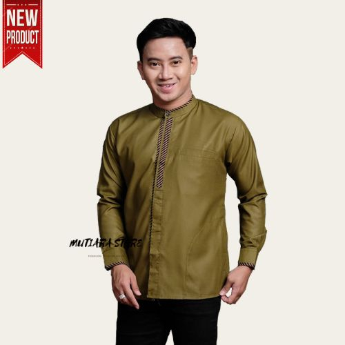 Baju Koko Pria Lengan Panjang Terbaru Motif Alfala Baju Koko Pria Kombinasi Batik Terbaru Koko Terbaru Bahan Toyobo