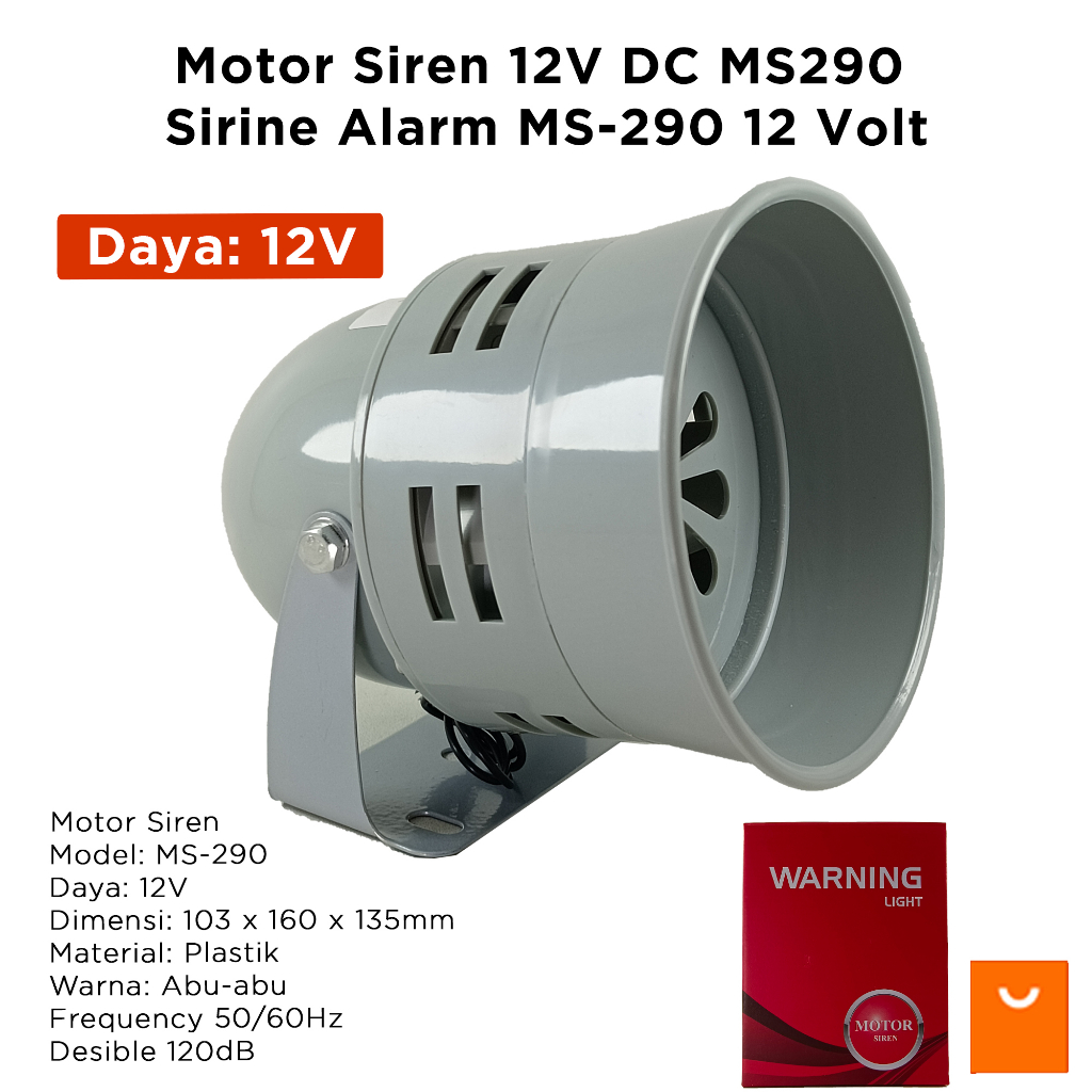 Motor Siren 12V DC MS290 Sirine Alarm MS-290 12 Volt