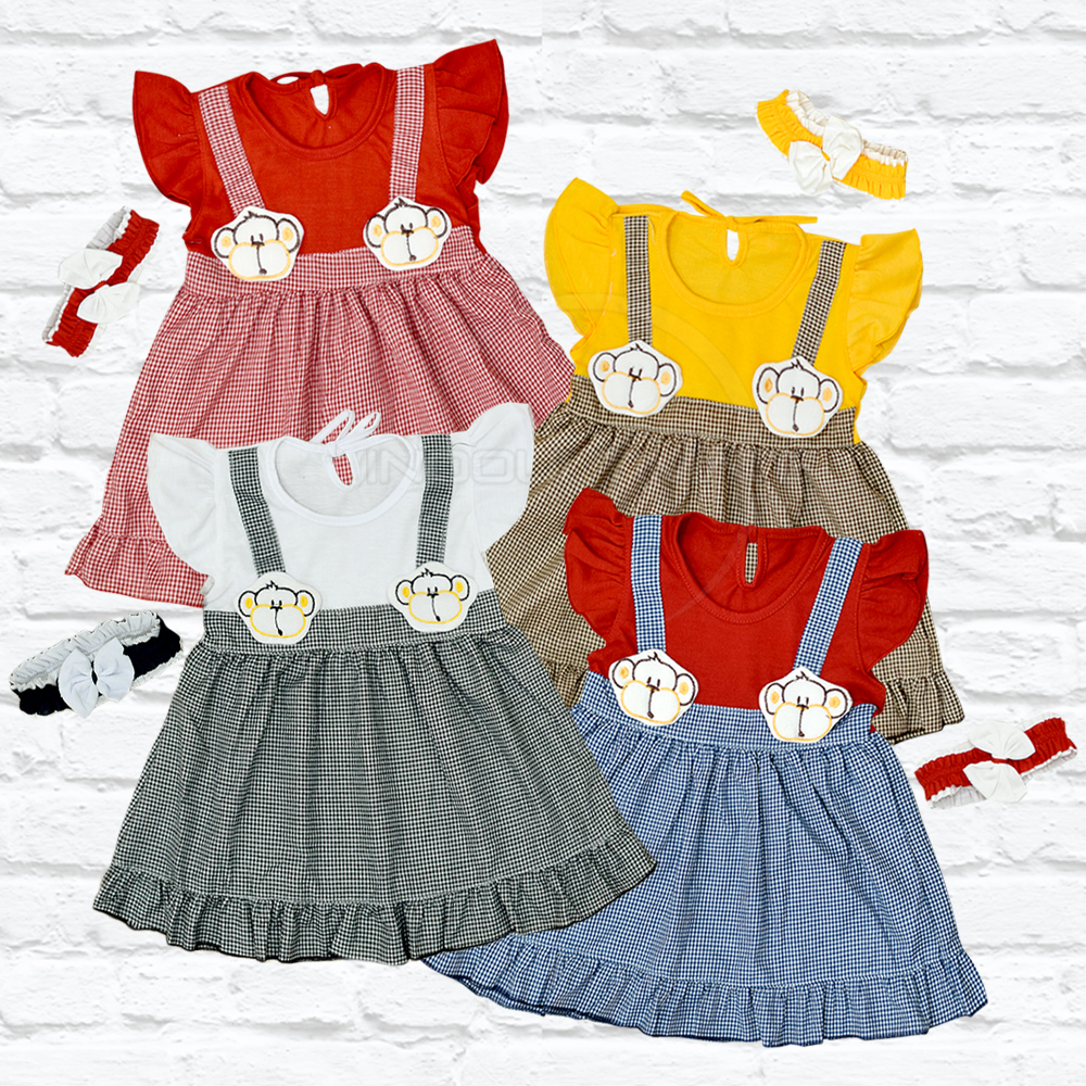 Baju Bayi Model Dress MURAH Baby Girl (0-6 bulan) + Bandana Dress Anak Perempuan TRS-114/TRS-115