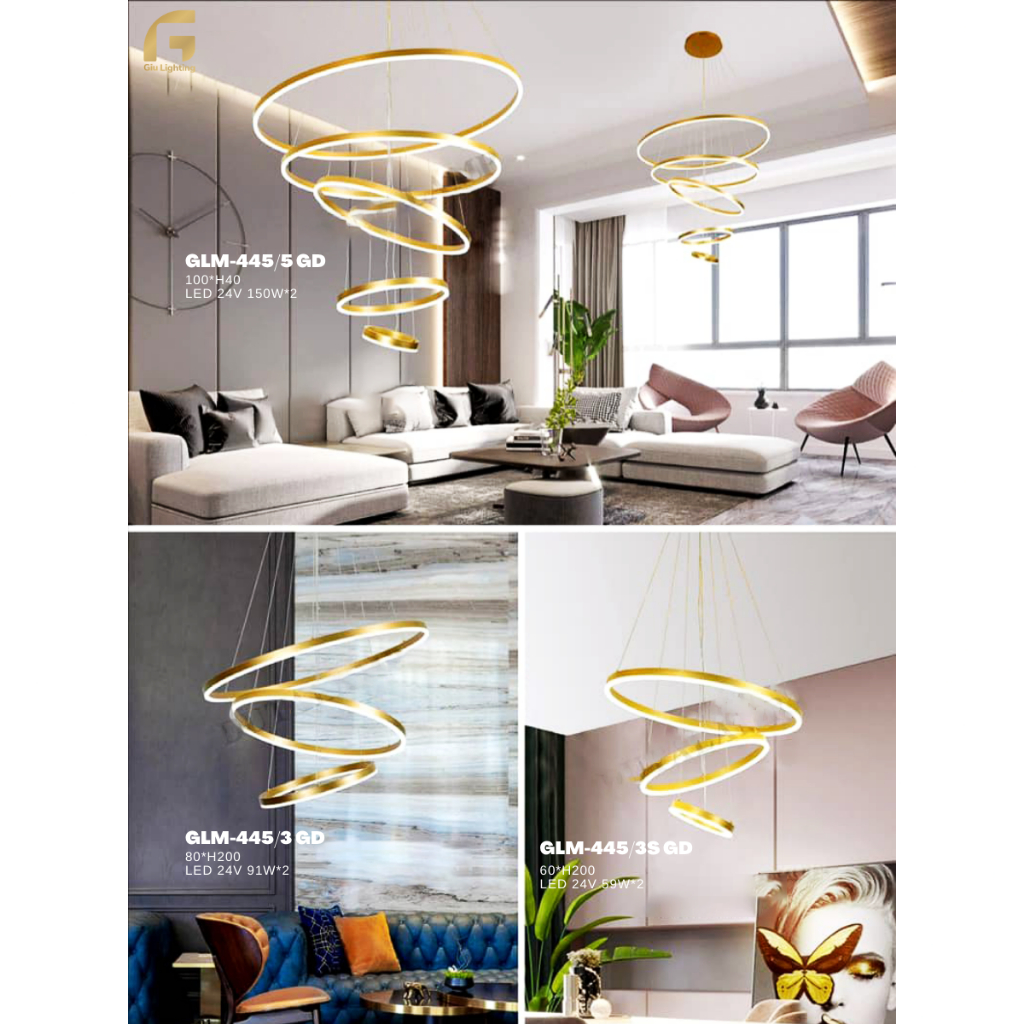 Lampu Gantung Minimalis GLM-445/5 GD I GLM-445/3 GD I GLM-445/3S GD