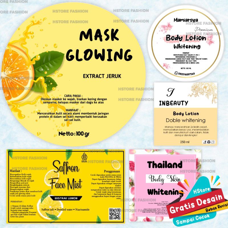 Stiker Label Kecantikan Skincare Label Obat Gratis Desain Custom