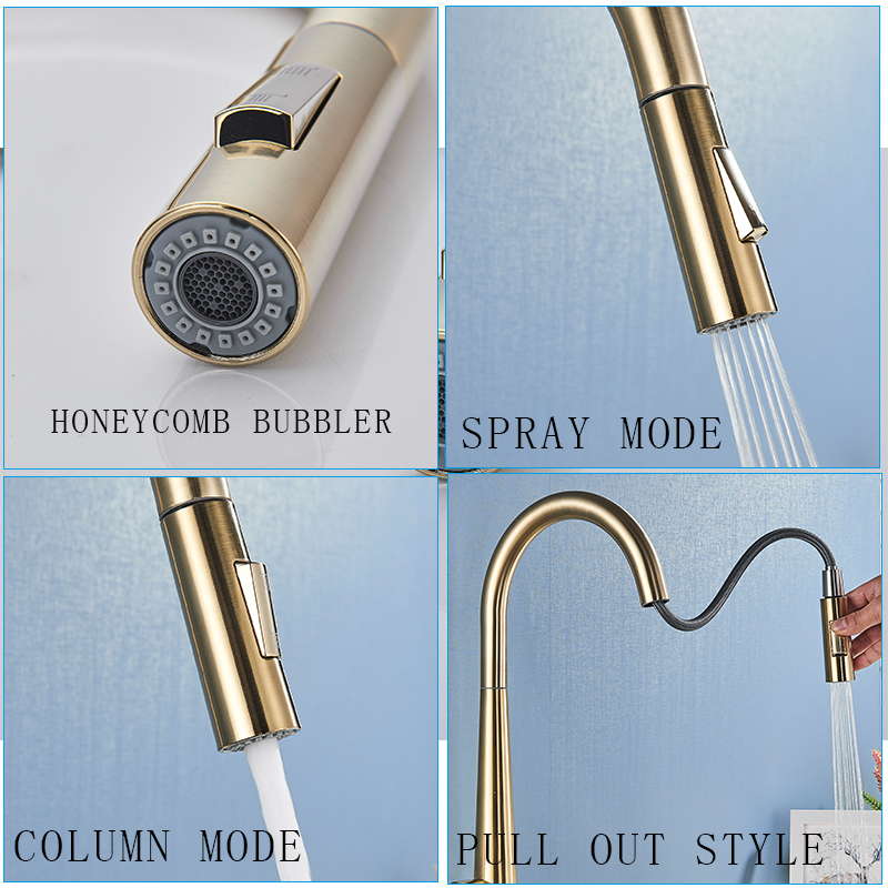 Touch Sensor Kran Sink Mixer Tarik Brushed Brass Kran kitchen Sink keran air wastafel Kran Cuci Piring Fleksibel