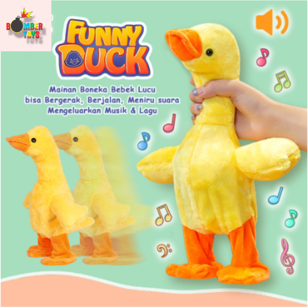 MAINAN ANAK BONEKA BEBEK BERBUNYI ITIK MUSIK GOYANG