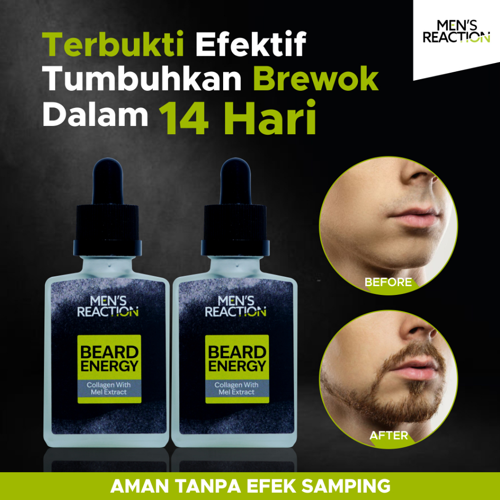 Mens Reaction Beard Energy Obat penumbuh bulu brewok jenggot jambang alis Penumbuh Jenggot Penumbuh Brewok Penumbuh Rambut Penumbuh Alis Organico Penumbuh Kumis