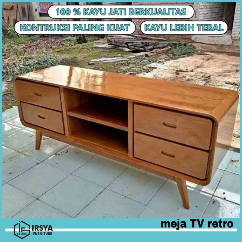 Bufet Tv Ruang Tamu Kayu Jati Meja TV Jati Minimalis Retro