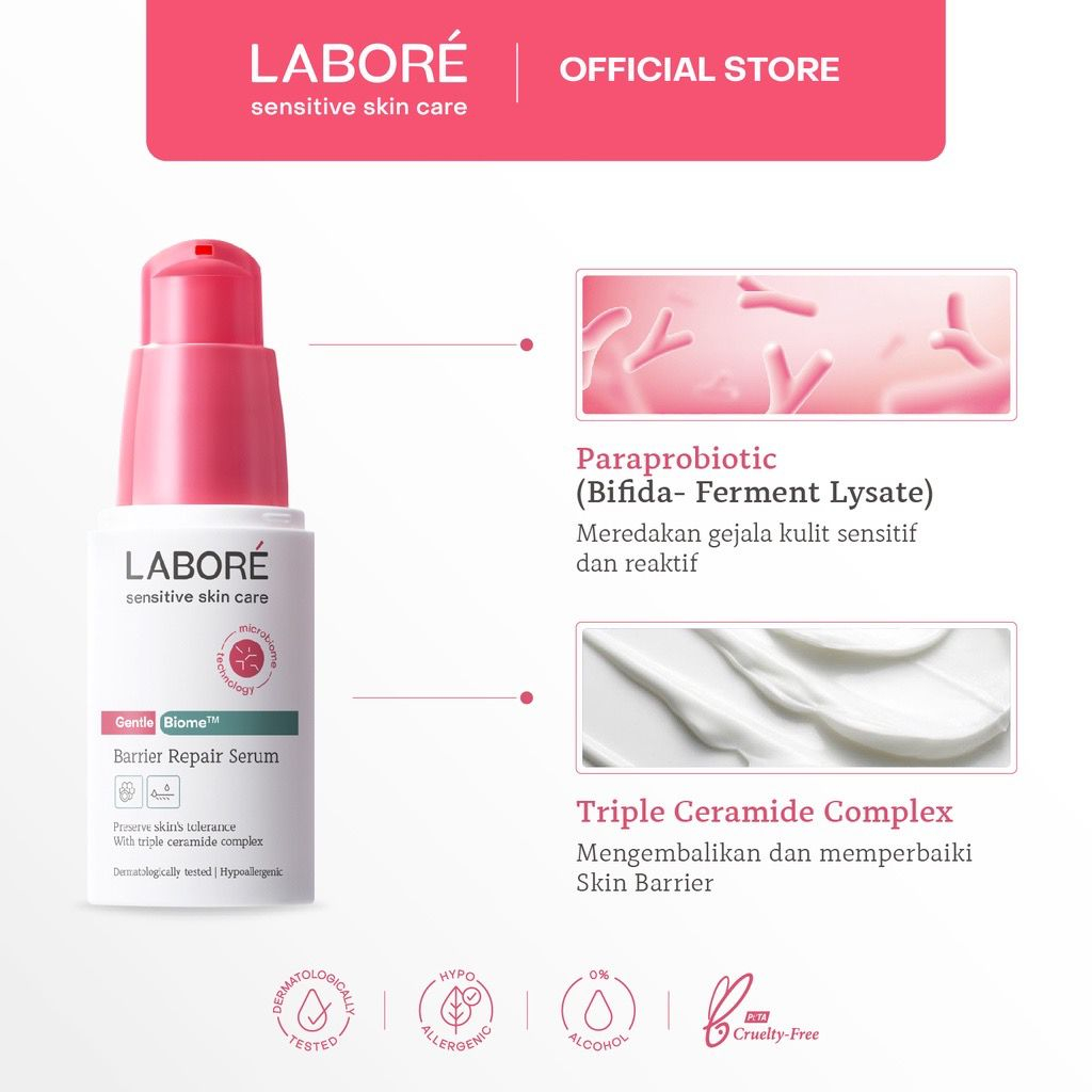 LABORE GentleBiome Barrier Repair Serum Triple Ceramide Complex Serum untuk Kulit Sensitif &amp; Memperbaiki Skin Barrier