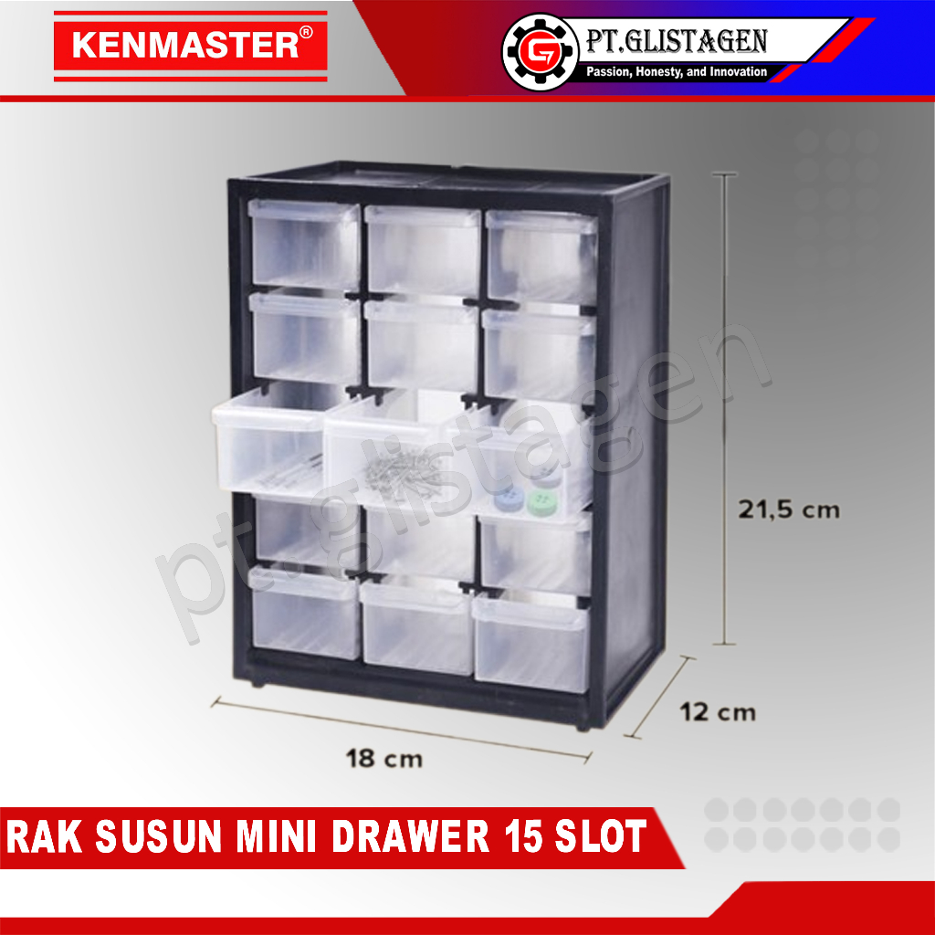 KENMASTER Rak / Kotak / Drawer Komponen 15 Slot Laci Partisi