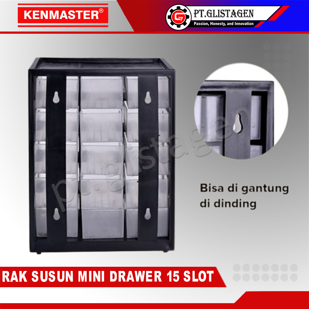 KENMASTER Rak / Kotak / Drawer Komponen 15 Slot Laci Partisi