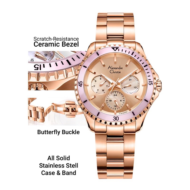 Jam Tangan Wanita Alexandre Christie AC2a54 AC 2a54 Original